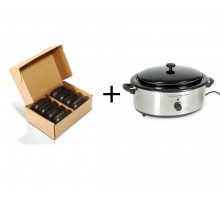 Подогреватель для базальтовых камней 6QR+Набор массажных камней из базальта №19 (HLT8) 7,7х5,7х2,7 см (8 шт.)