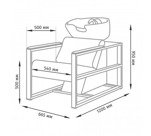 Парикмахерская мойка Дуглас на белом каркасе