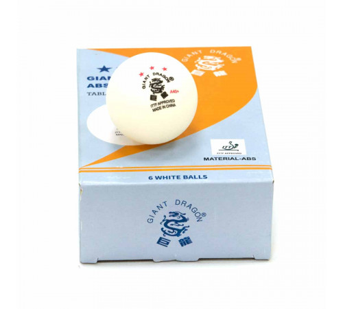 Мячи Dragon Professional ITTF 3* New (6 шт, бел.) в коробке