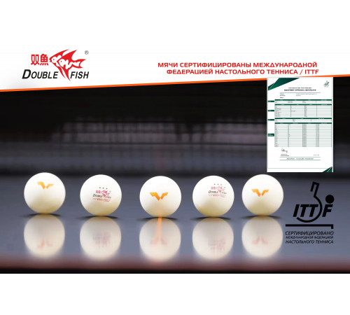 Мячи для н/т Double Fish V40+ 3 star WTT (6шт.)